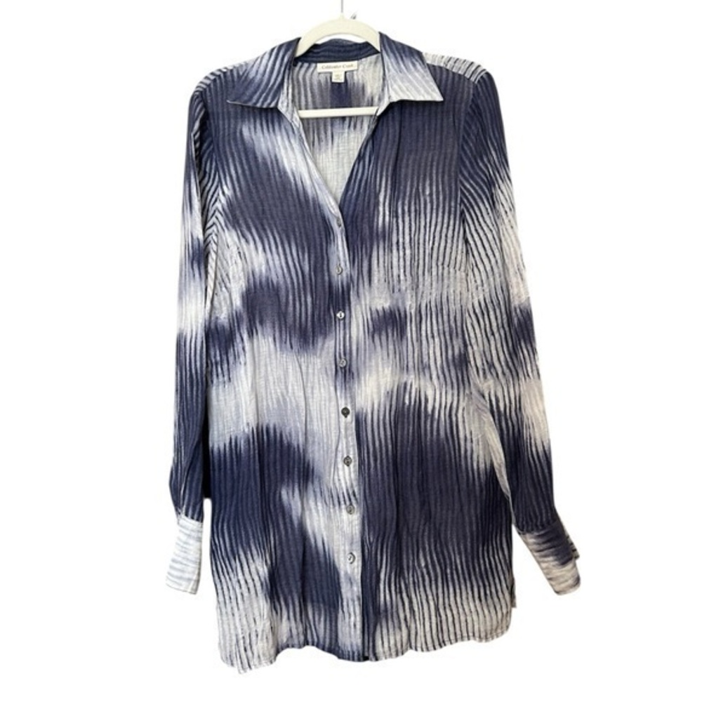 EUC Coldwater Creek Blue, Purple and White Tunic Top, Size 1X